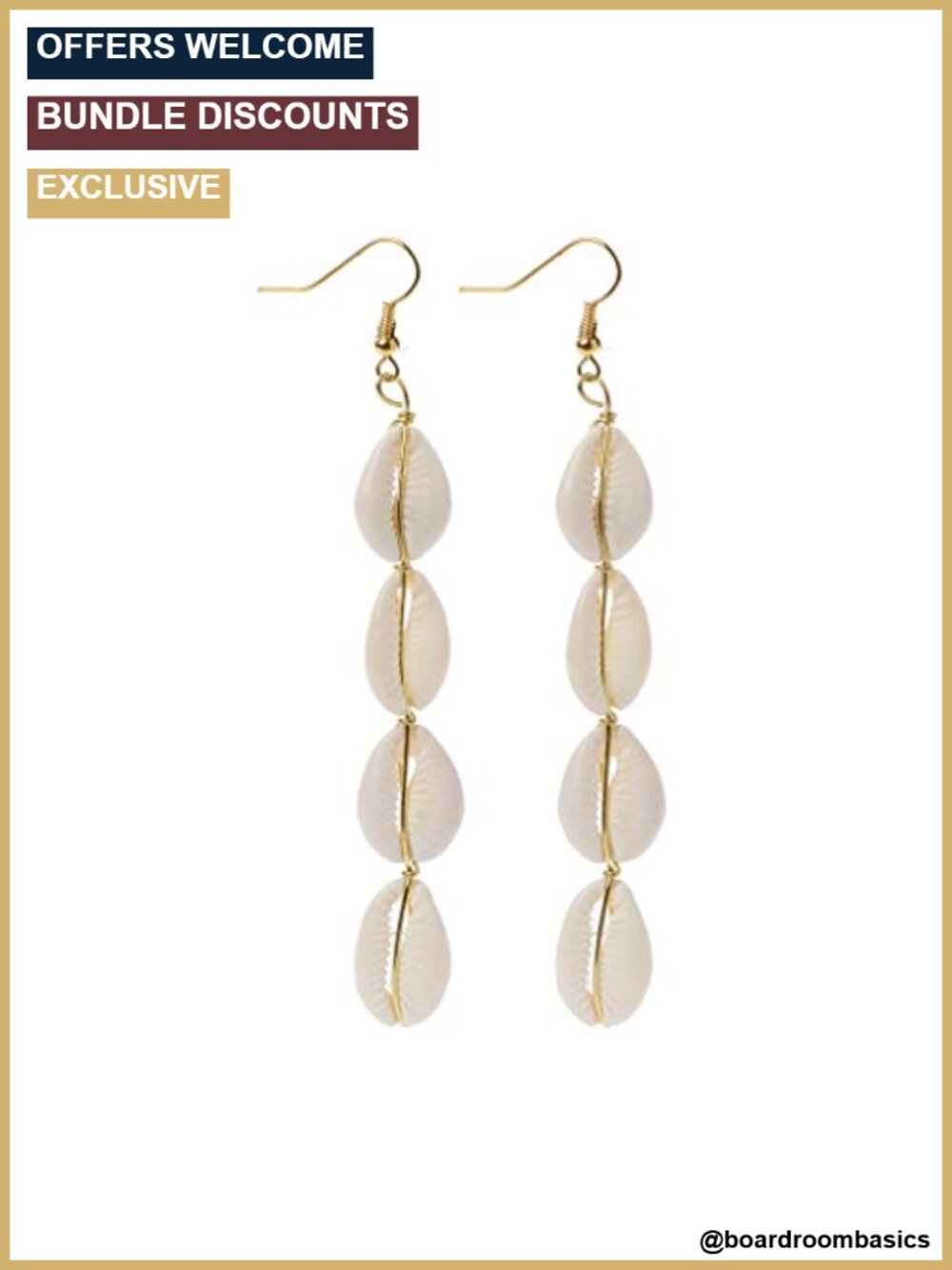 Bohemian Natural Cowrie Shell Pendant Drop Earrings Beach Jewelry for Women